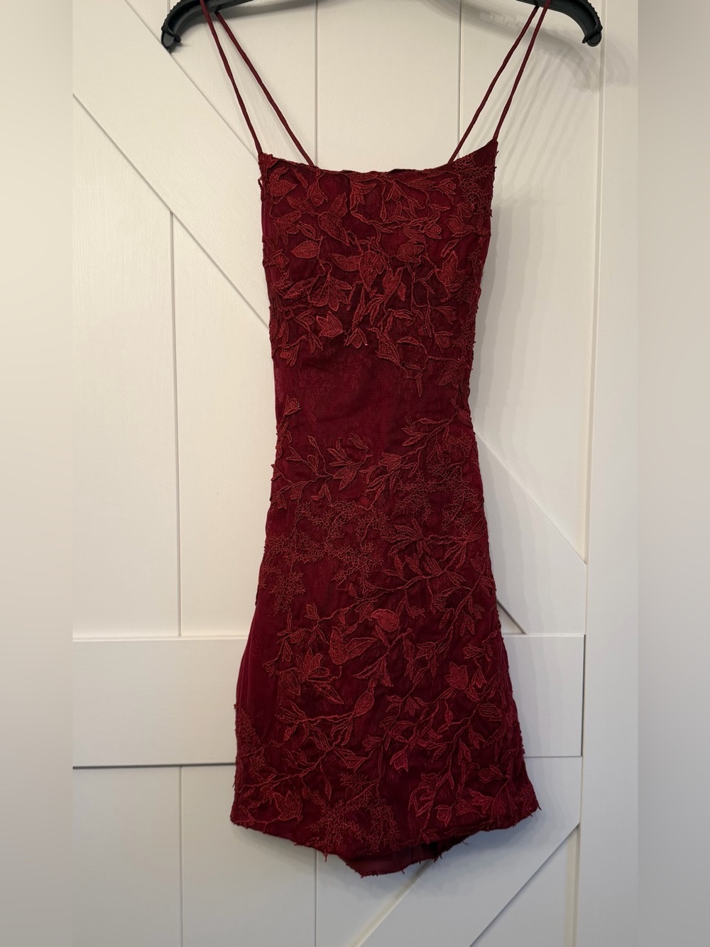 Amazon Burgundy Floral Lace Backless Slip Dress